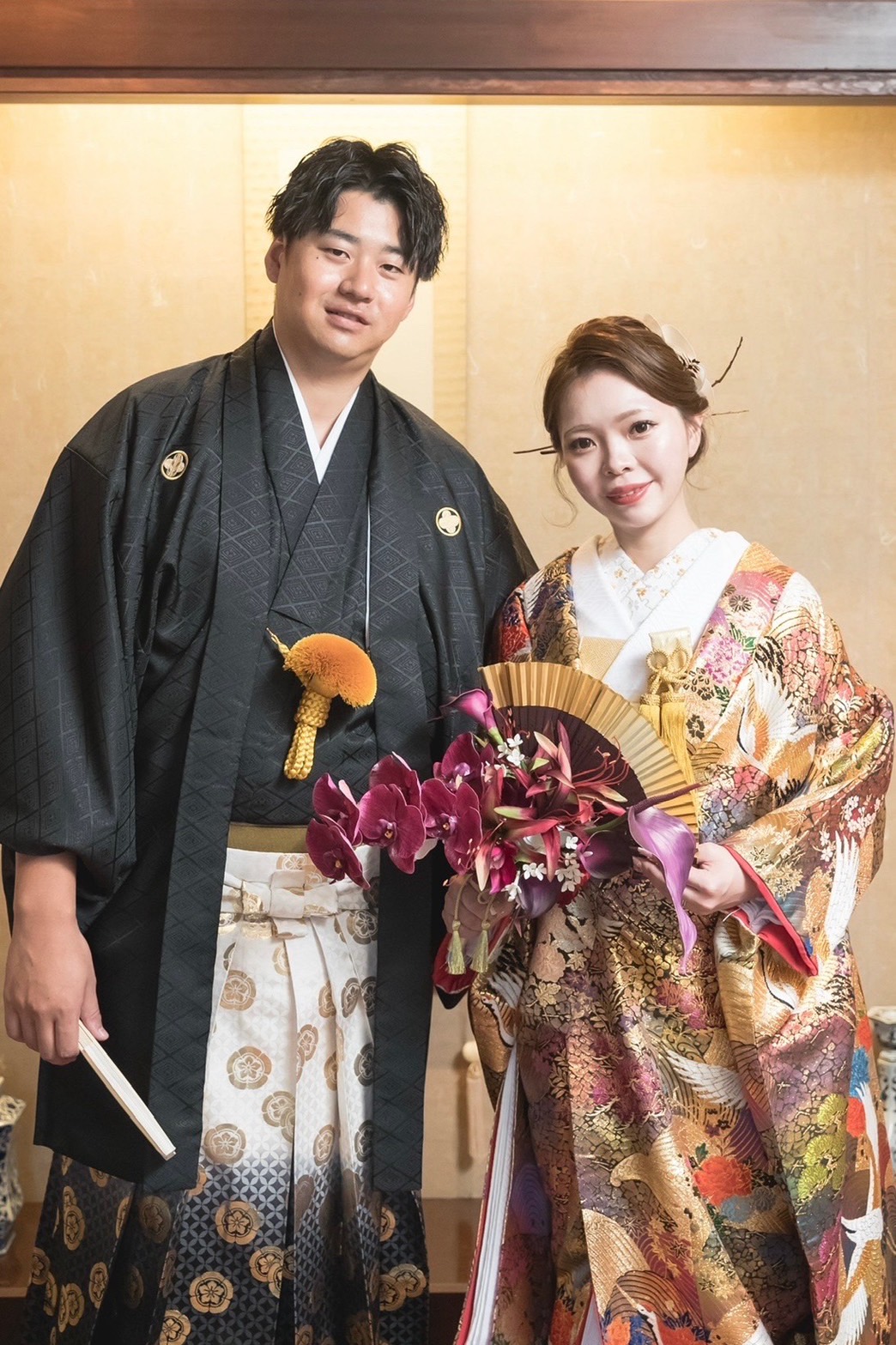 レンタル色打掛とレンタル黒紋付袴